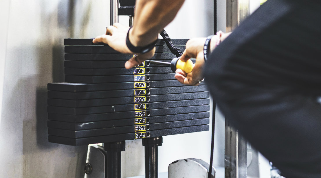 Stack of Weights o Machine at Gym