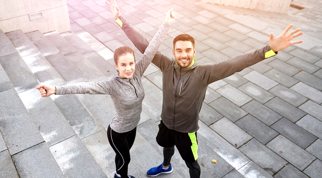 Fit couple sharing success after keeping your resolutions for the new year