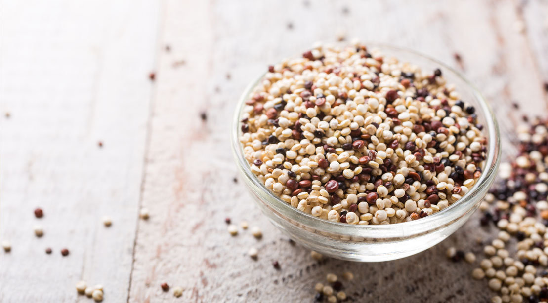 A bowl of the ancient grain quinoa that helps lower blood sugar levels