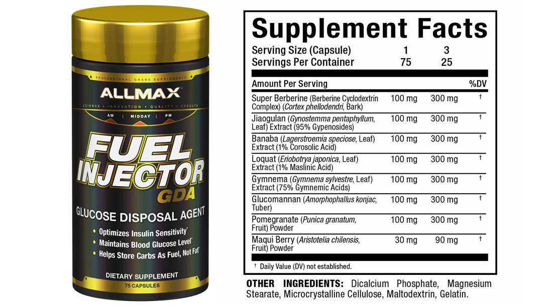 ALLMAX Fuel Injector Supplement GDA And Nutritional Label And Information