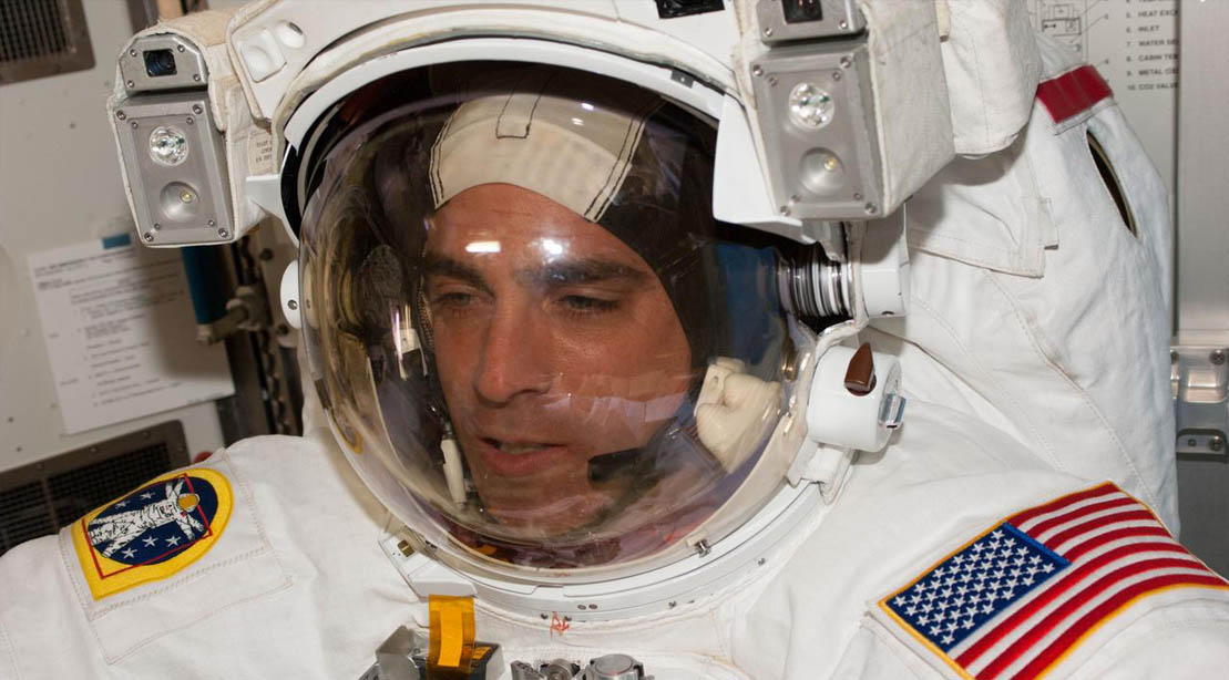 Astronaut Chris Cassidy Wearing An American Astronaut Suit In Space