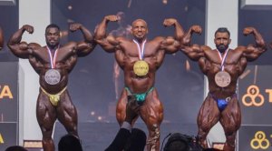 2021 Mr. Olympia Top 3 winners Brandon Curry, Big Ramy, Hadi Choopin