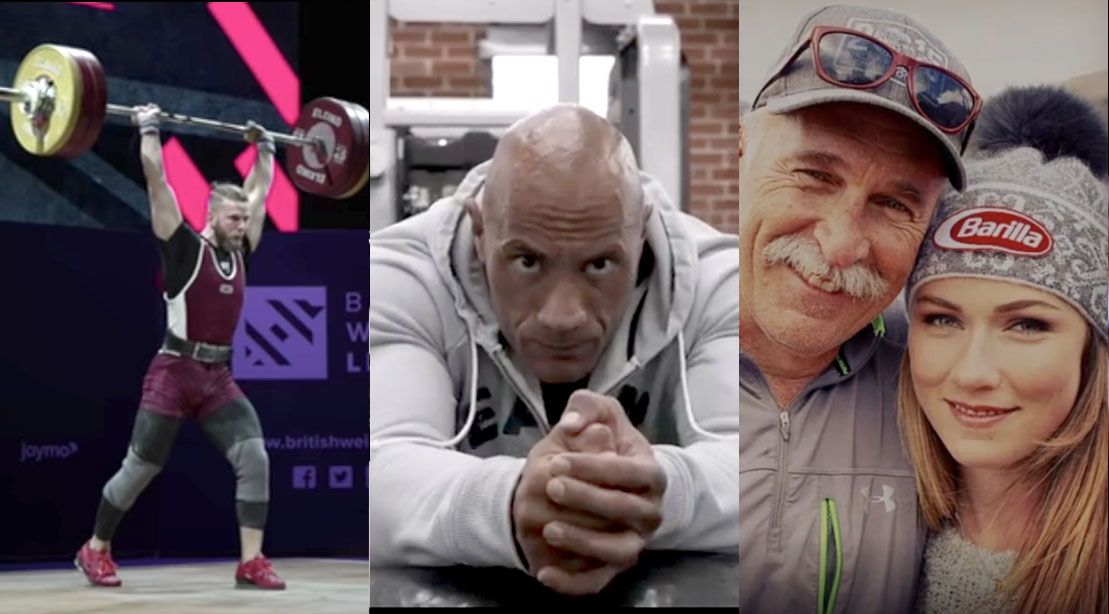 Powerlifter Craig Ritchey, The Rock, and Mikaela Shiffrin