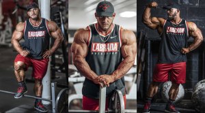 Hunter Labrada posing in the gym