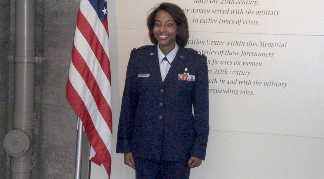 Captain Cherissa Jackson of the American Veterans Chief Medical Executive in full military uniform