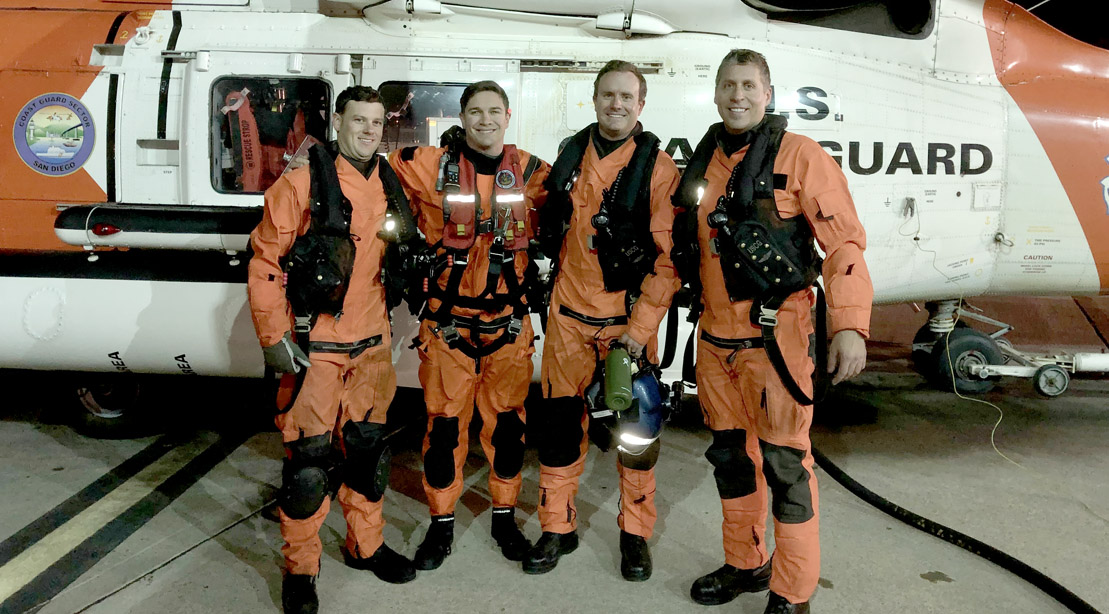 US Coast Guard Joshua Carlson with his teammates