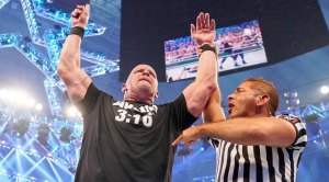 Stone Cold Steve Austin winning a WWE Wresling match