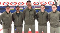 Former NFL player Jared Allen with his curling team on the ice rink