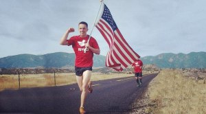 West Point graduate and Armed Forces member Alex Morrow running a long distance race